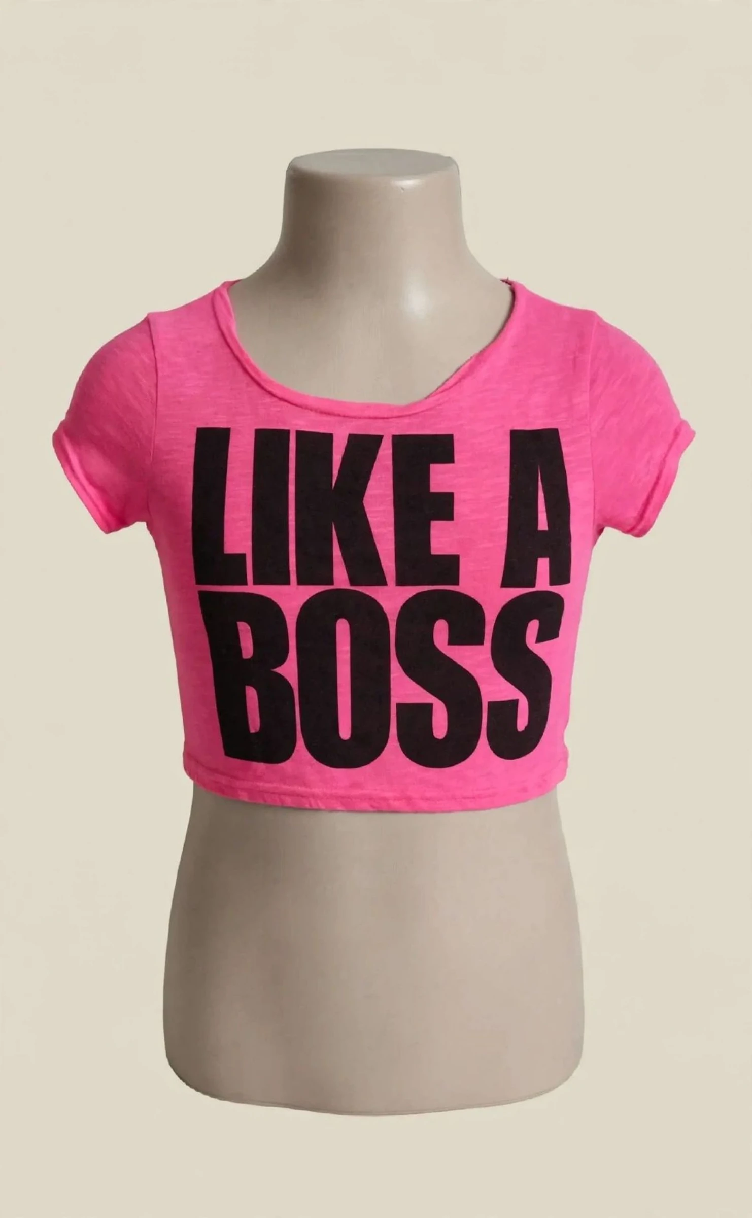 Crop top rose imprimé « Like a Boss » enfant 10 ans